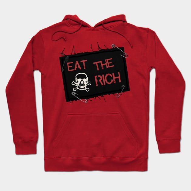 Eat the Rich Distressed Patch Hoodie by darklordpug